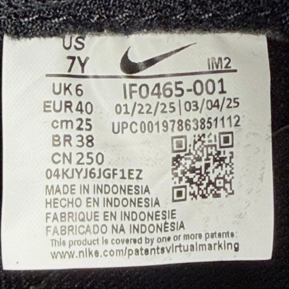 Nike Field General GS Black White Sneakers Youth 7Y IF0465-001 Low Top Shoes